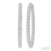 2 ctw Inside-Out Round Cut Diamond Oval Shape Hoop Earrings in 14K White Gold